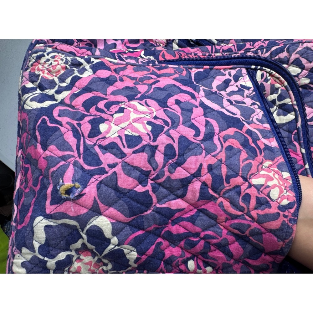 Vera Bradley Quilted Cotton Backpack Pink Navy Blue Floral School Travel Bag - Picture 15 of 16
